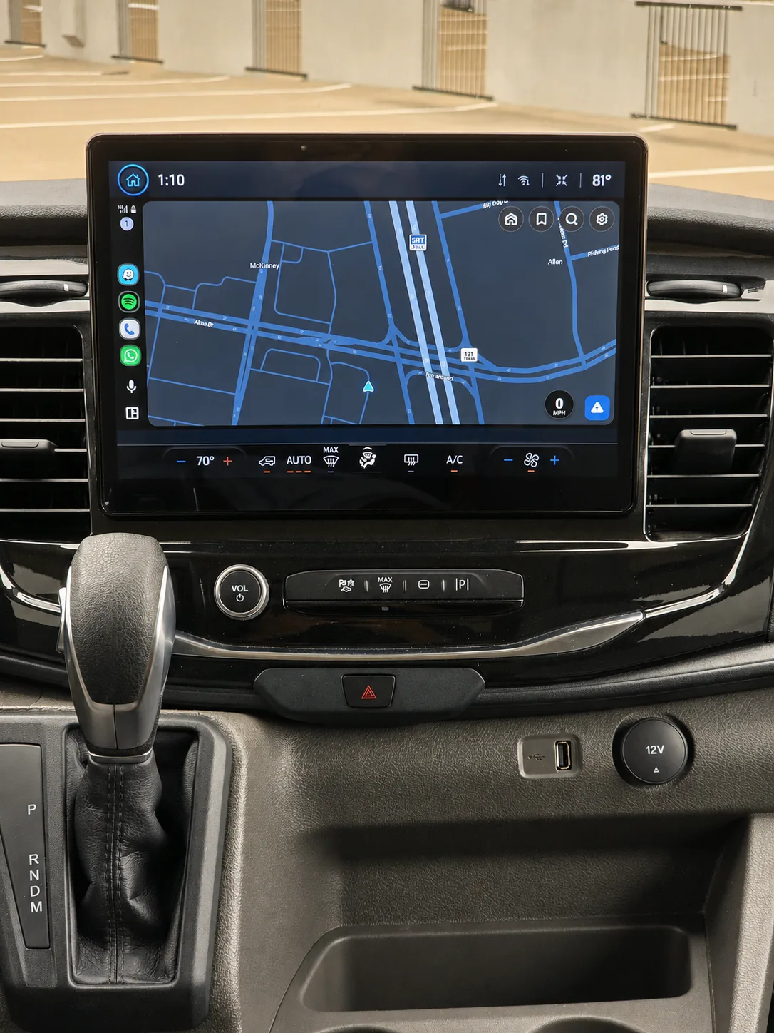 Ford Transit dashboard with Apple CarPlay